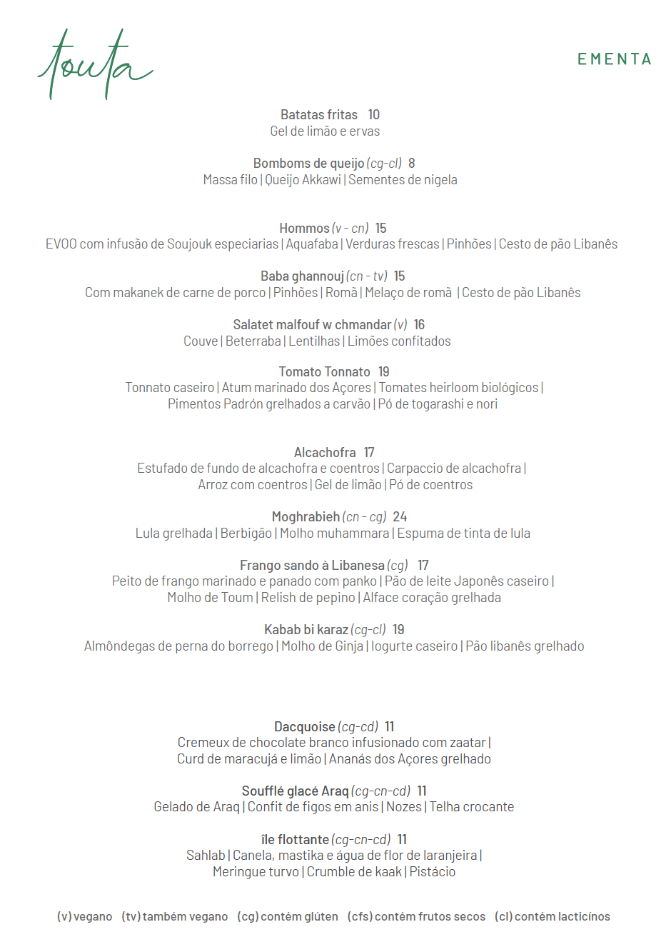 Touta Menu PT
