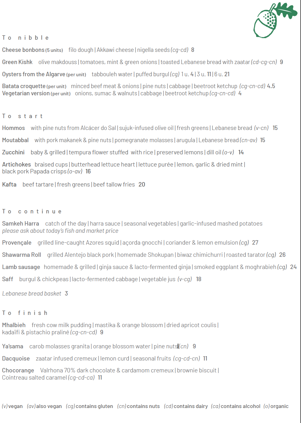 Touta Restaurant Menu EN - July 2026